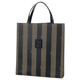 Borsa a mano Fendi Pequin Marrone Nero Pelle e Tela
