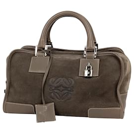 Borsa a mano Loewe Amazona 28 Anagram in camoscio