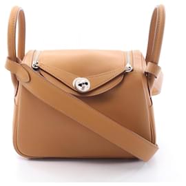 Hermes Lindy Mini Verso Camel Celeste Schultertasche - Hermès
