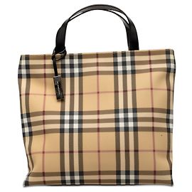 Burberry Tote aus beschichtetem Canvas in Beige House Check