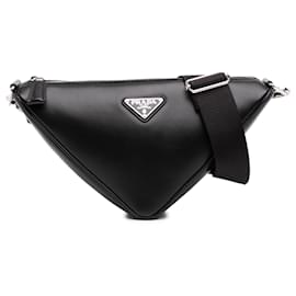 Prada Borsa a tracolla Triangle in pelle nera