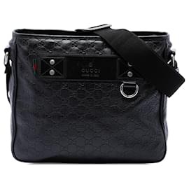 Gucci Black Guccissima Web Crossbody-Tasche
