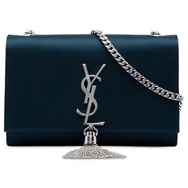 Saint Laurent Blue Small Satin Monogram Kate Tassel Crossbody