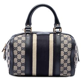Borsa Boston Gucci Joy Small in tela GG beige con banda Web