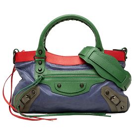 Balenciaga Purple Multicolor Lambskin Motocross Classic First Satchel