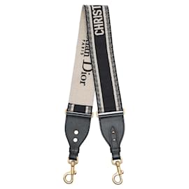 Dior Black Embroidered Canvas Bag Strap