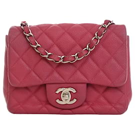 Chanel Pink Mini Square Classic Caviar Single Flap