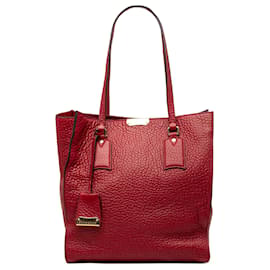 Borsa Tote Burberry Heritage Woodbury in pelle di vitello grana grossa rossa