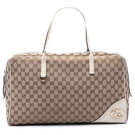 Borsa a tracolla Gucci New Britt in tela GG beige