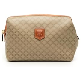 Céline Celine Beige Macadam Coated Canvas Pouch