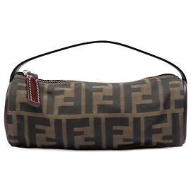 Pochette Barrel Fendi in tela Zucca marrone