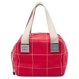 Borsa Chanel Red CC Chocolate Bar Canvas Wild Stitch