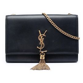 Saint Laurent Black Medium Smooth Calfskin Classic Monogram Kate Tassel Crossbody