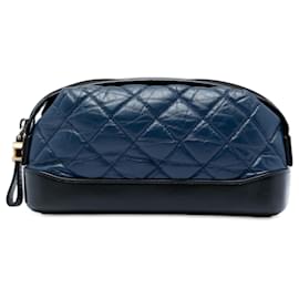 Beauty case Gabrielle Chanel Blue Bicolor in pelle di vitello trapuntata