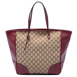Borsa Tote Gucci Bree in tela GG beige e pelle di vitello