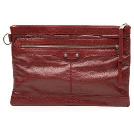 Balenciaga Red Lambskin Motocross Classic Clip M Clutch