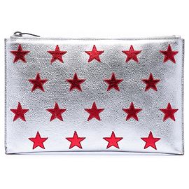 Clutch Saint Laurent in pelle argento con stella