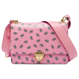 Prada Borsa crossbody Saffiano rosa con stampa elefante e chiusura push lock
