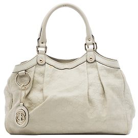 Gucci White Medium Guccissima Sukey Tote