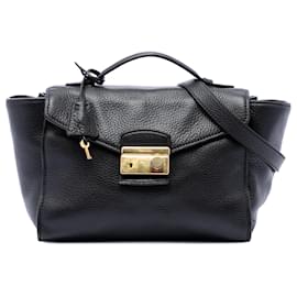 Borsa Satchel Prada Black Vitello Daino Soundlock
