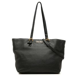 Miu Miu Tote Aperta Convertibile in Vitello Daino Nero