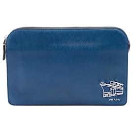 Clutch Prada Blue Saffiano Cruise Ship Voyage