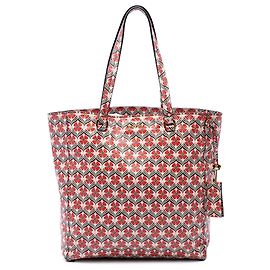 Miu Miu Tote aus rotem Leder Madras Floral