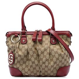 Borsa Satchel Gucci Beige GG Canvas Sukey