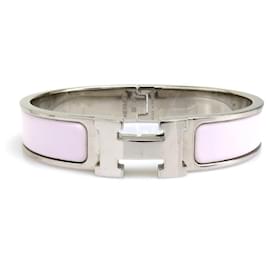 Hermes HERMES Bangle Click H Metal Enamel White Silver Women's - Hermès
