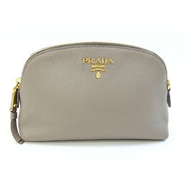 Bolsa de mão em couro cinza Prada