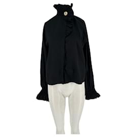 Autre Marque Baumwollbluse mit Rüschenkragen