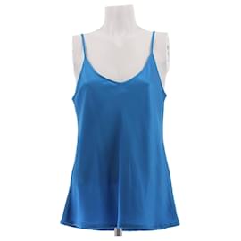 Top in seta satinato blu DMN