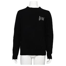 Strick-T-Shirt für Herren aus Kaschmir-Wollmischung in Schwarz mit Tierstickerei Raymond Pettibon - Dior