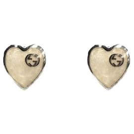Pendientes de plata con corazones entrelazados marfil - Gucci