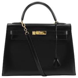 Hermès Hermes Kelly Black Box Calf with Gold Hardware 32