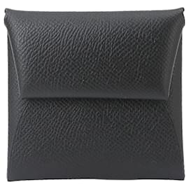 Porte-monnaie Hermes Bastia en cuir Epsom noir - Hermès