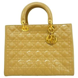Borsa Christian Dior Cannage smaltata beige