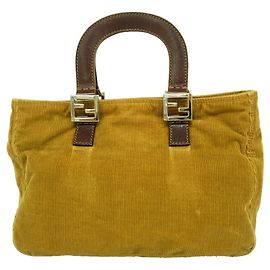 Borsa Fendi in velluto a coste ocra