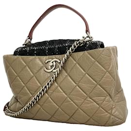 Chanel Portobello 2-Way Handtasche aus Leder und Tweed