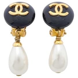Orecchini a clip Chanel in nero e oro