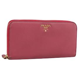 Carteira Longa PRADA em Couro Safiano Pink Gold Auth bs36788 - Prada