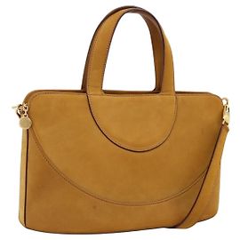 Bulgari Borsa a mano BVLGARI in suede 2 in 1 marrone tono oro Auth BA14955
