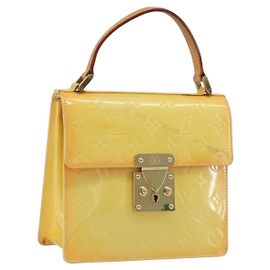 LOUIS VUITTON Monogram Vernis Spring Street Lime Giallo M91068 LV Auth 196196