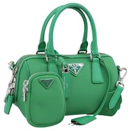Borsa a Mano PRADA Nylon 2way Green Silver Auth 196830SAM