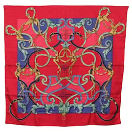 Hermès Foulard HERMES Carre90 Seta Rosso Auth 195639