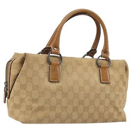 Borsa a mano GUCCI GG Canvas Beige Silver 113009 Auth 195092