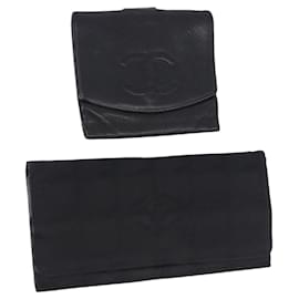 CHANEL Nuovo Portafoglio da Viaggio Pelle Caviar 2 Set Nero CC Auth bs36767