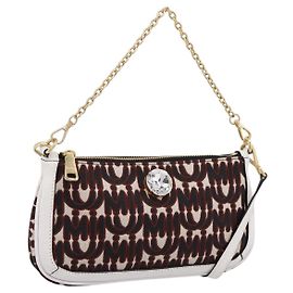 Bolso de hombro con cadena Miu Miu Canvas 2way Beige Gold Auth 195364V