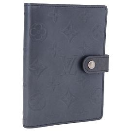 LOUIS VUITTON Monogram mat Agenda PM Day Planner Cover Blue R20935 Auth 180969A