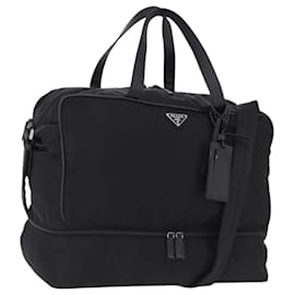 Borsa Boston PRADA Nylon 2way Nero Argento Auth 194039
